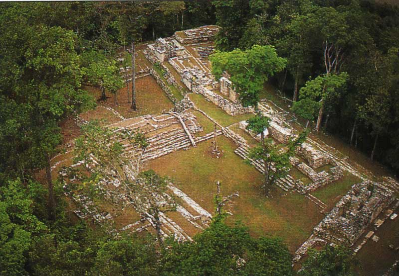 Aerial shot of Small Acropolis Yaxchlan - Maya Expeditions