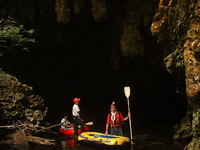 Candelaria Cave - Local guide with Roberto at Entrance to Cave - Maya Expeditions