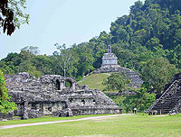 Palenque Main Plaze view of Temple of the Cross - by Bill Bogusky