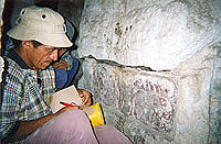 Edgar drawing glyphs - Rio Azul